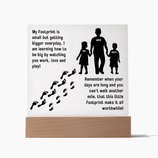 Footprint Father and Kids | Acrylic Plaque | Fathers Day Gift