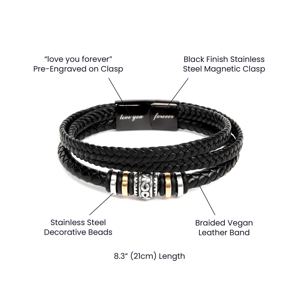 To Our Son , Love You Forever Leather Men Bracelet, Mom and Dad Gift