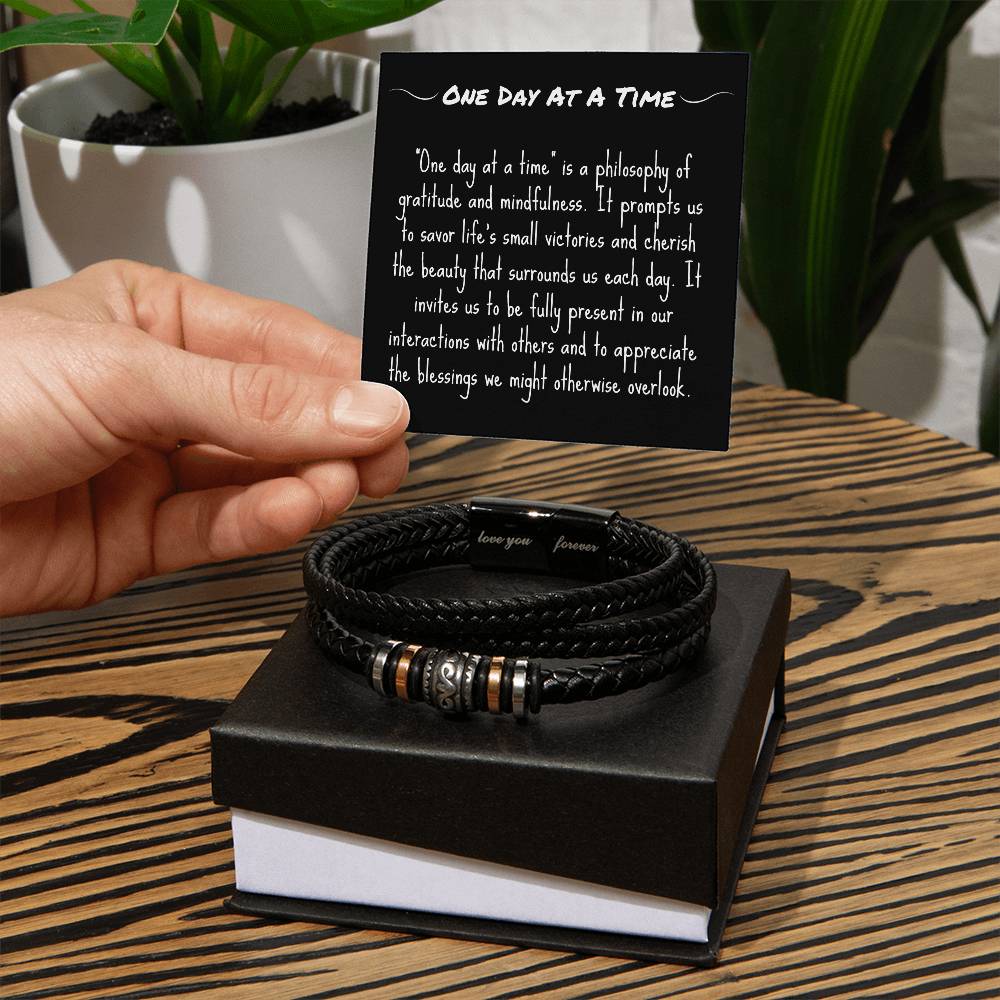 One Day At A Time Bracelet Encouragement Gift Inspirational Motivational Jewelry, V3