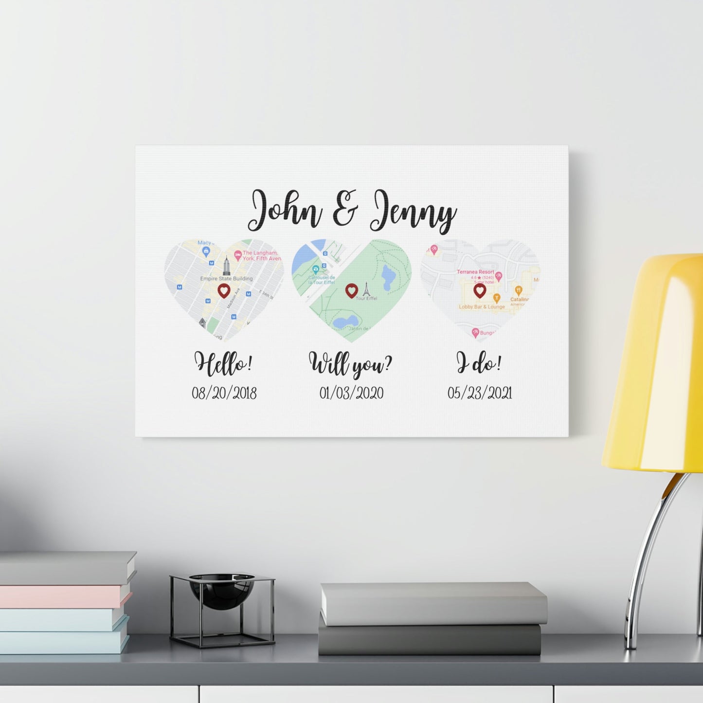 Personalize Marriage Canvas Wall Art | Wedding Anniversary Engagement Love Gift