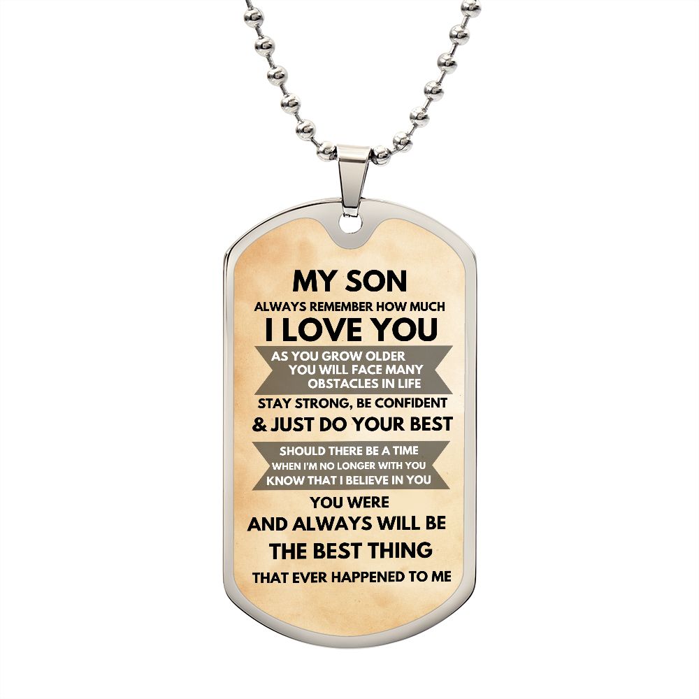 My Son | Confident Stronger | Military Dog Tag | Graduation Gift Paper