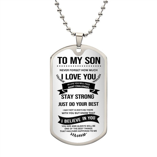 My Son | Confident Stronger | Military Dog Tag | Graduation Gift Caesar