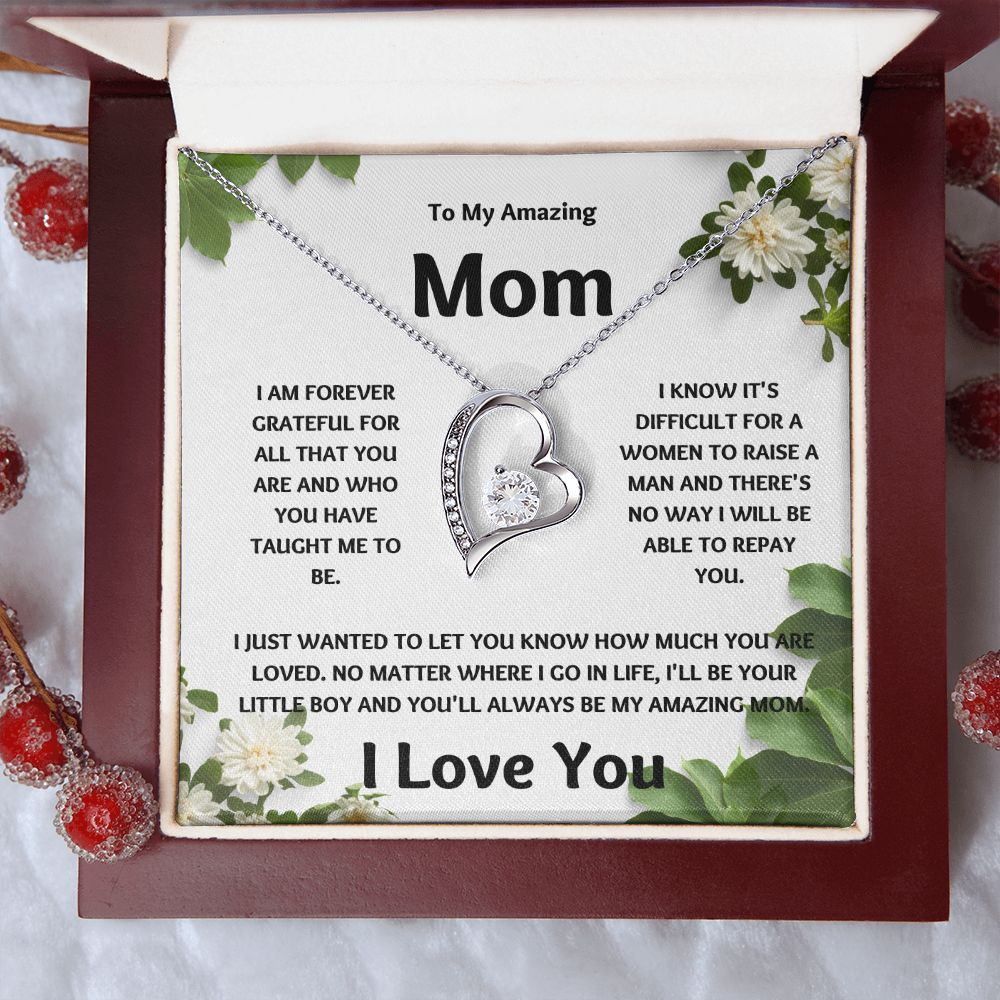 Amazing Mom | Forever Grateful Love Necklace | Mothers Day Gift Carnation