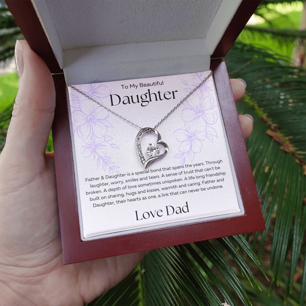To My Daughter | Bond Love Dad | Forever Love Necklace Purple