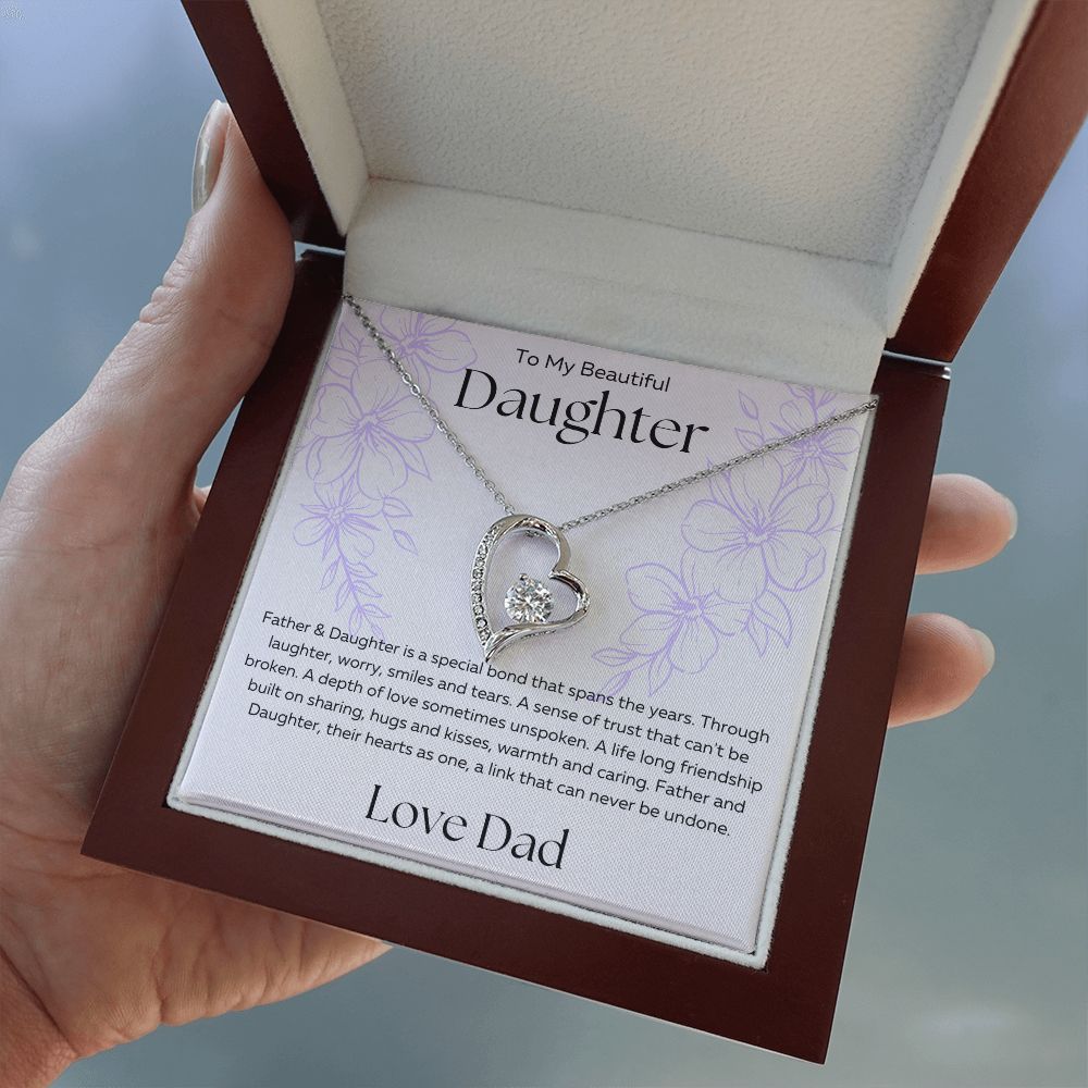 To My Daughter | Bond Love Dad | Forever Love Necklace Purple