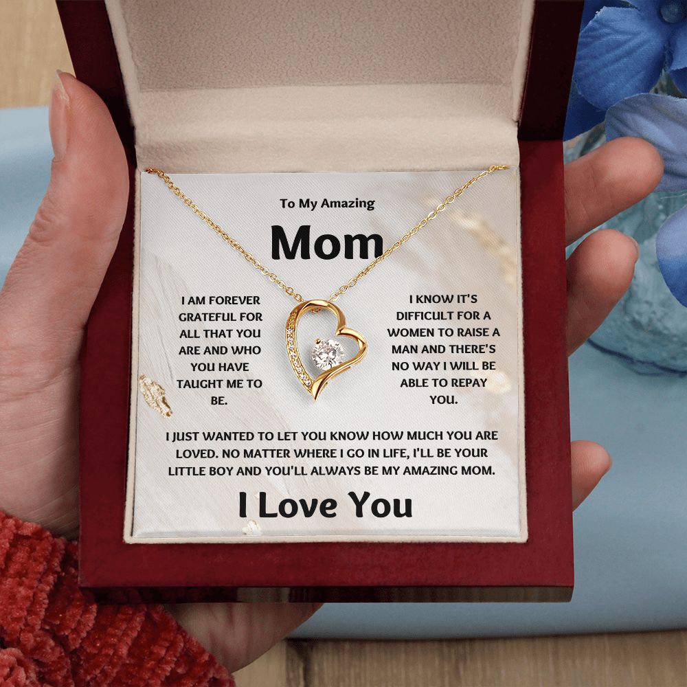 Amazing Mom | Forever Grateful Love Necklace | Mothers Day Gift Gold