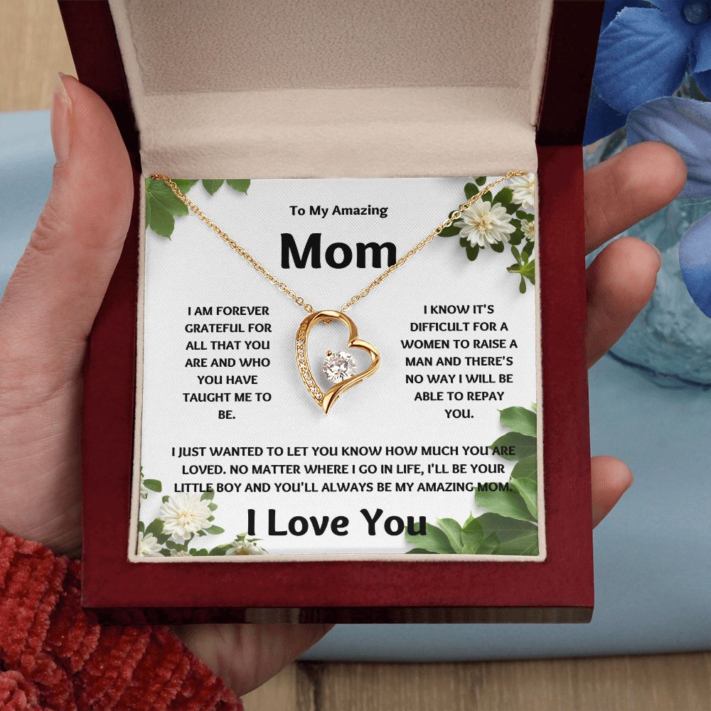 Amazing Mom | Forever Grateful Love Necklace | Mothers Day Gift Carnation