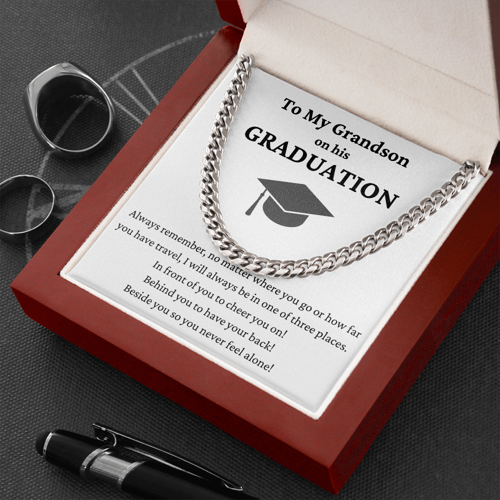 To My Grandson Graduation Cuban Link Necklace