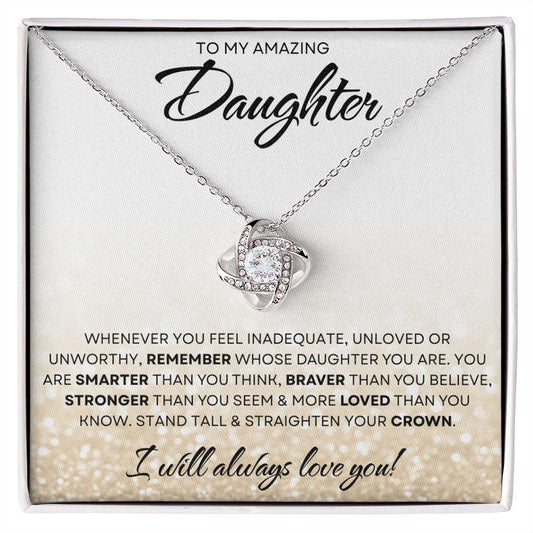 To My Daughter | Gold Glitter Bold | Love Knot Necklace