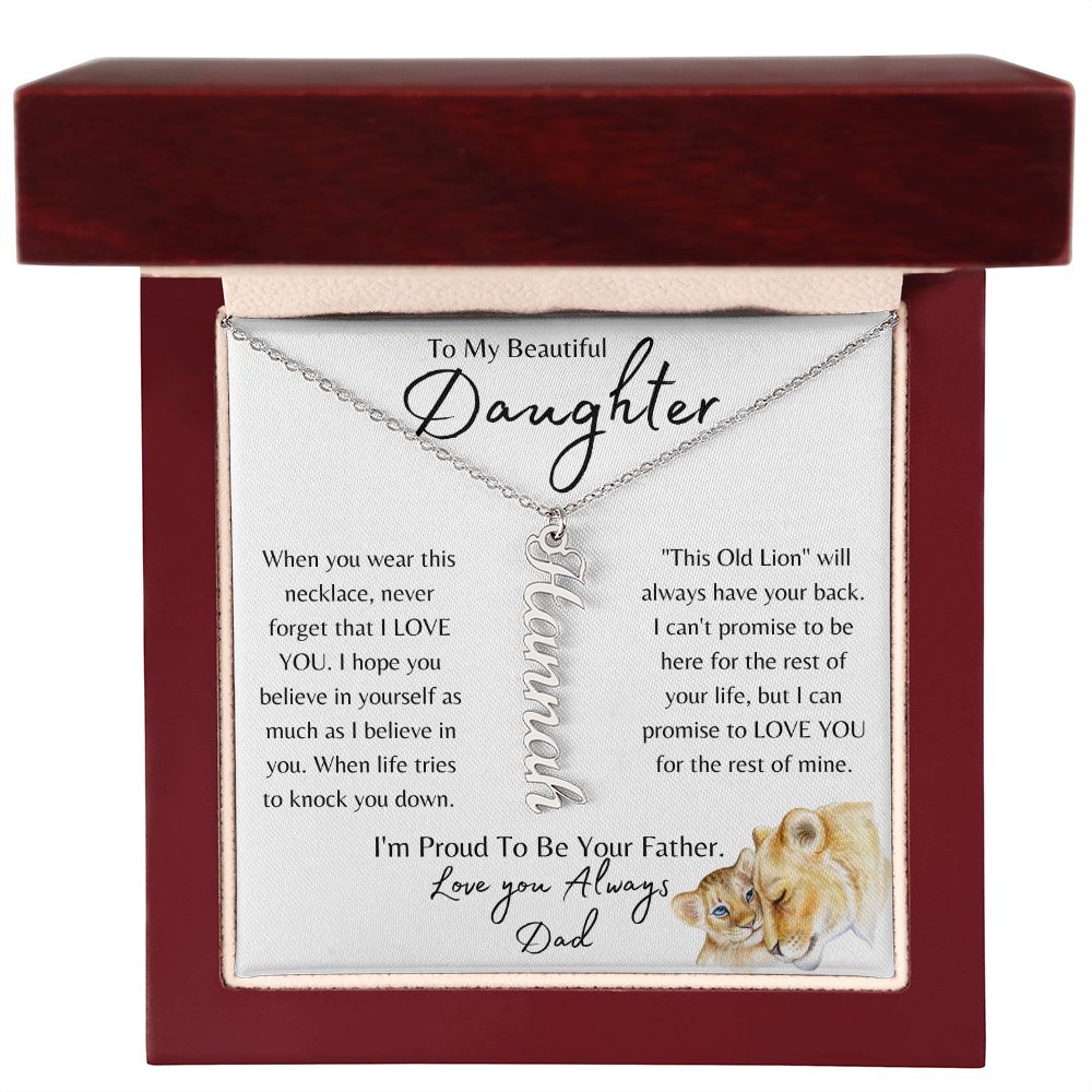 To My Daughter | This Old Lion | Vertical Name Necklace