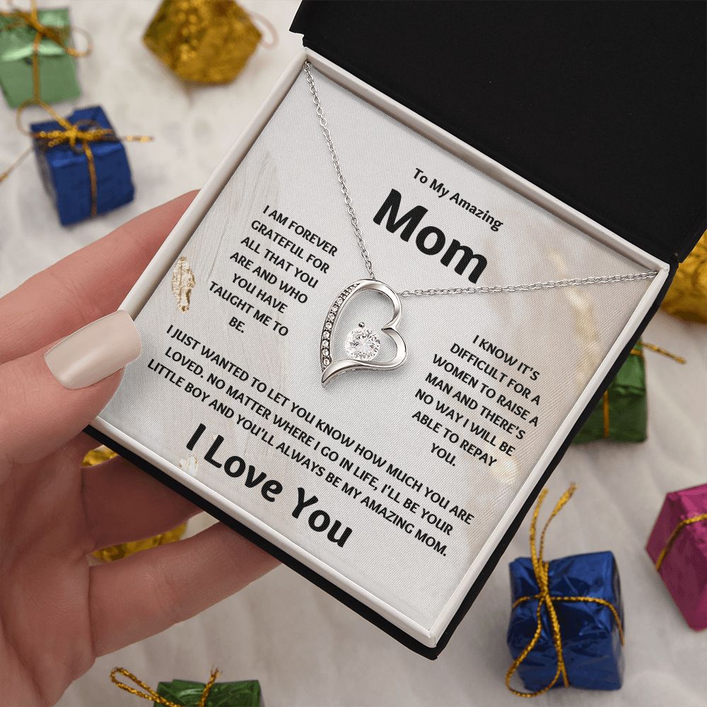 Amazing Mom | Forever Grateful Love Necklace | Mothers Day Gift Gold