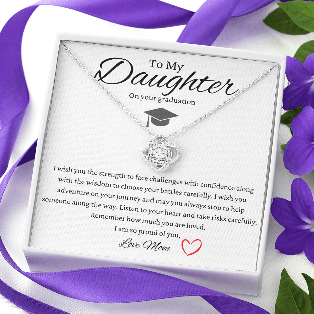 To My Daughter Graduation Love Knot Necklace