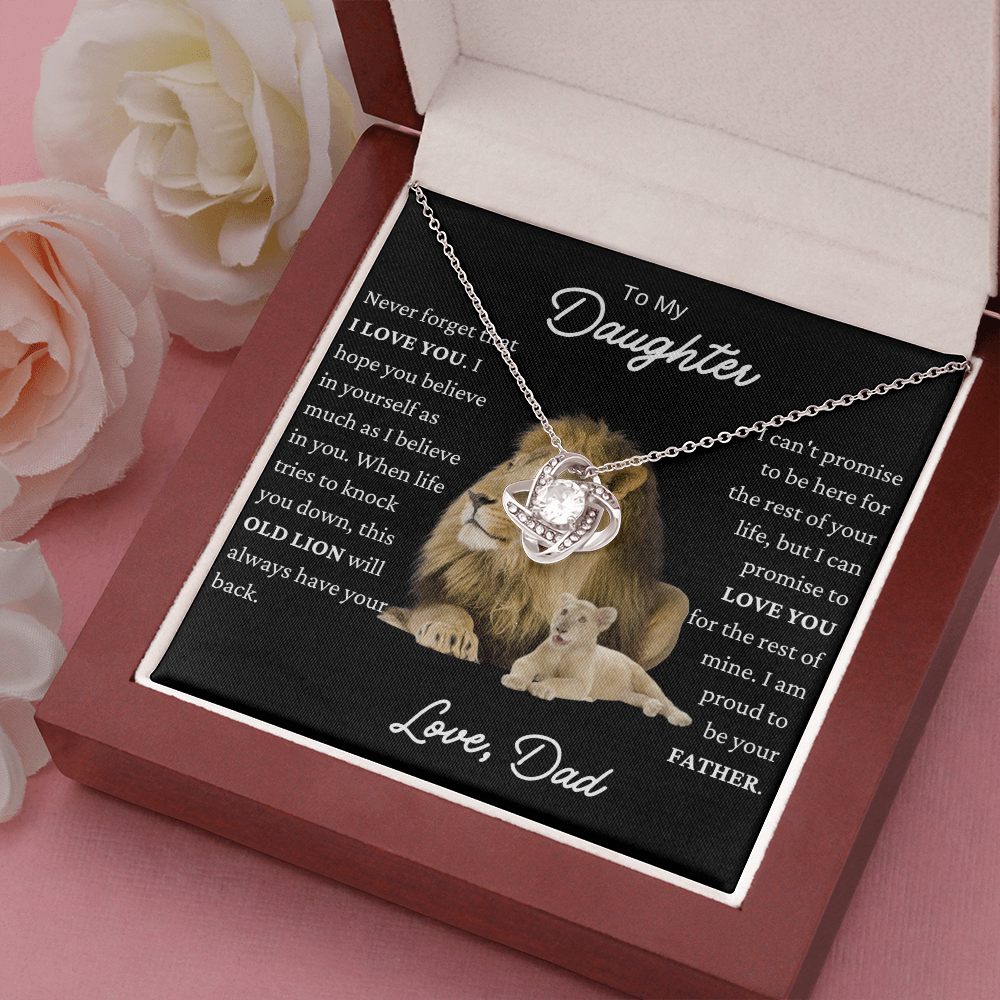 To My Daughter Lion Love Knot Necklace BLK