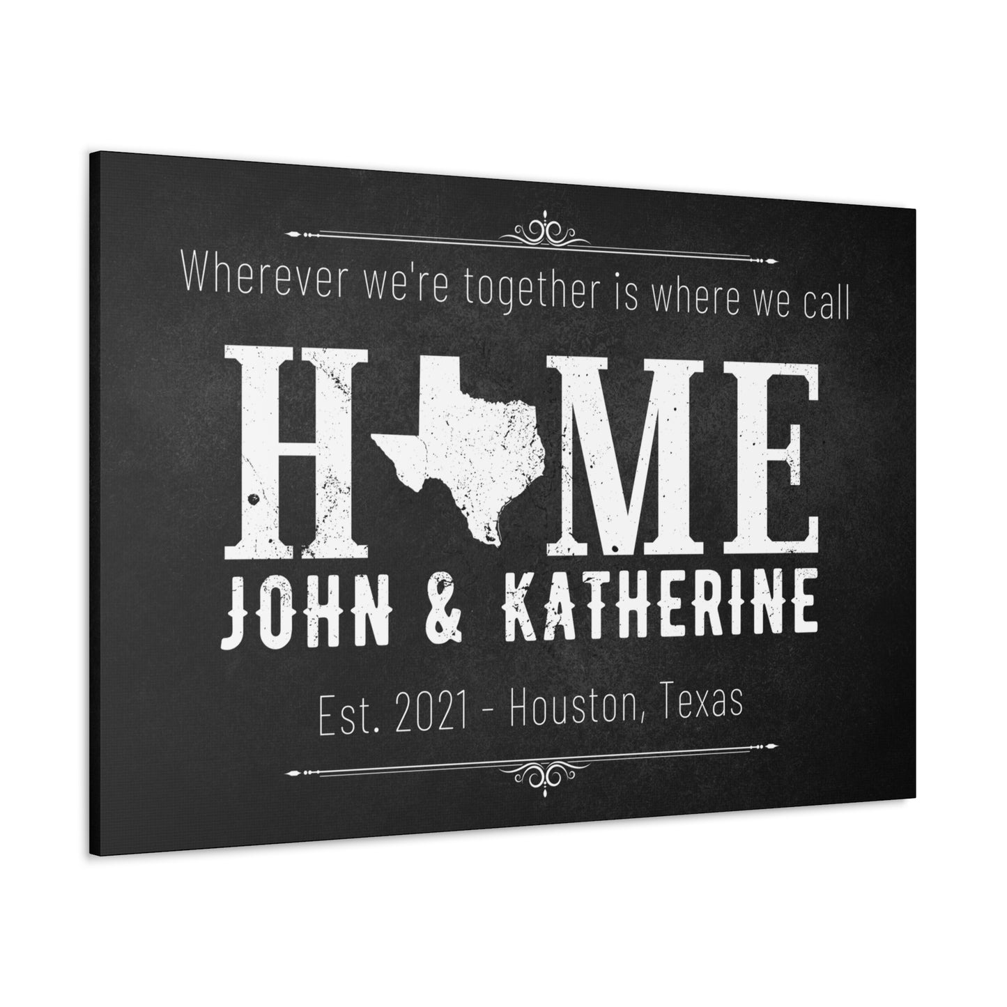 Wherever We Are Together Personalize Canvas Wall Art | Wedding Anniversary Engagement Love Gift