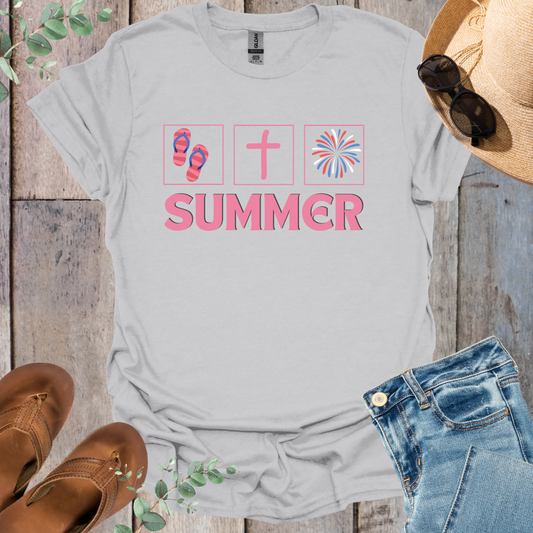 Summer Flip Flop Faith Fireworks T-Shirt