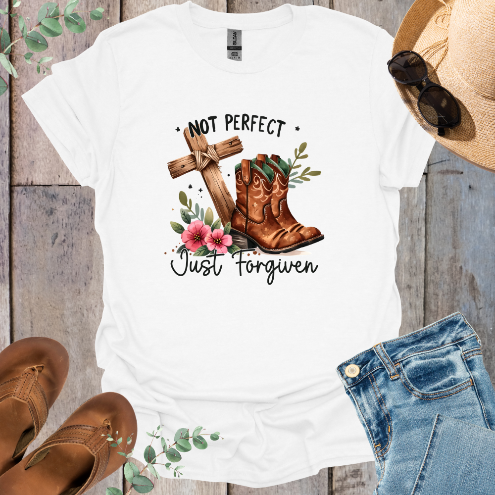 Not Perfect Just Forgiven Boots T-Shirt