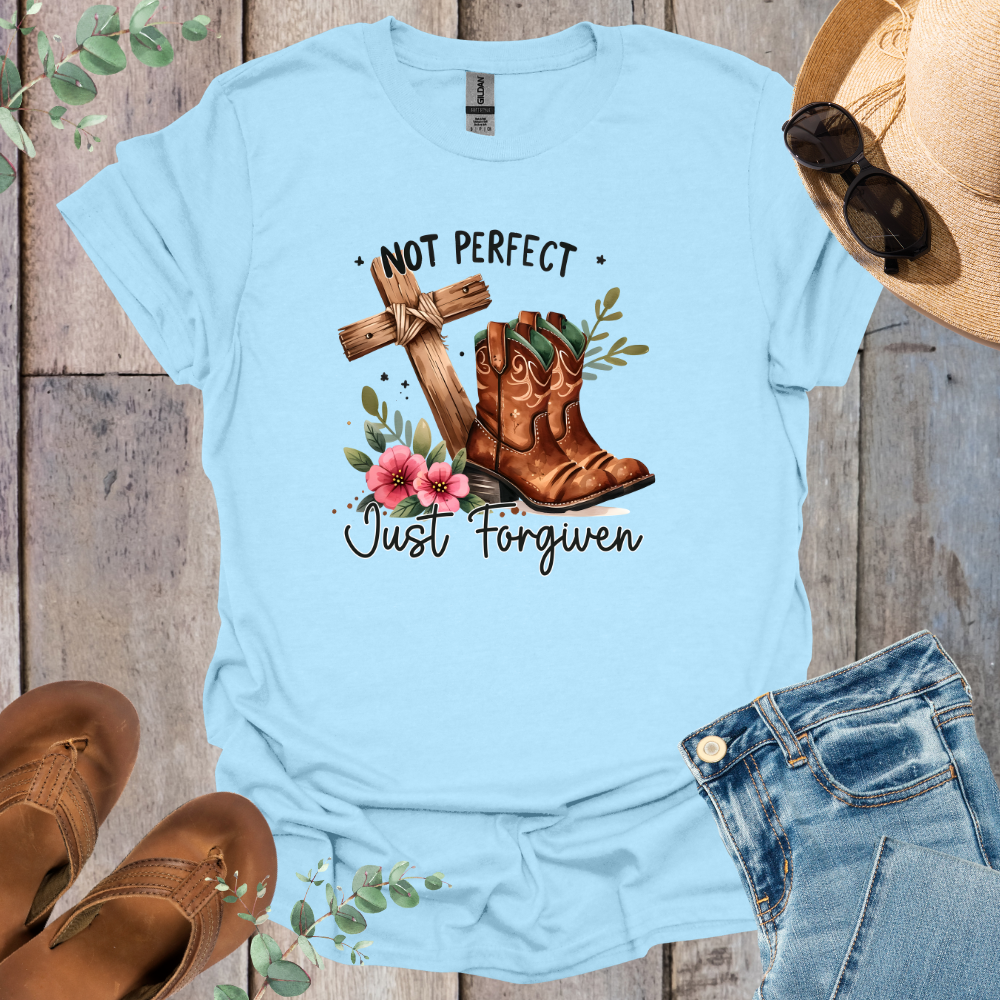 Not Perfect Just Forgiven Boots T-Shirt