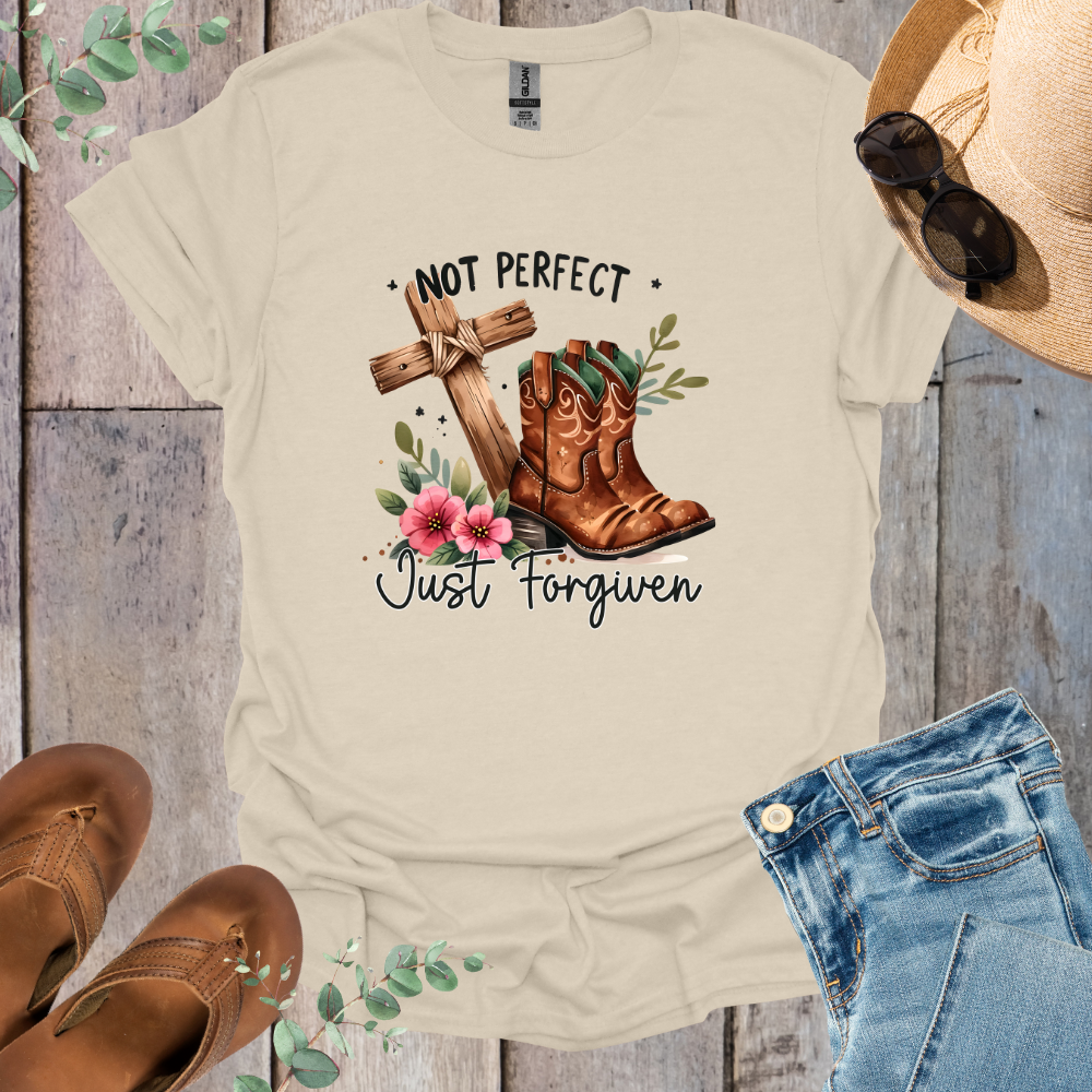 Not Perfect Just Forgiven Boots T-Shirt