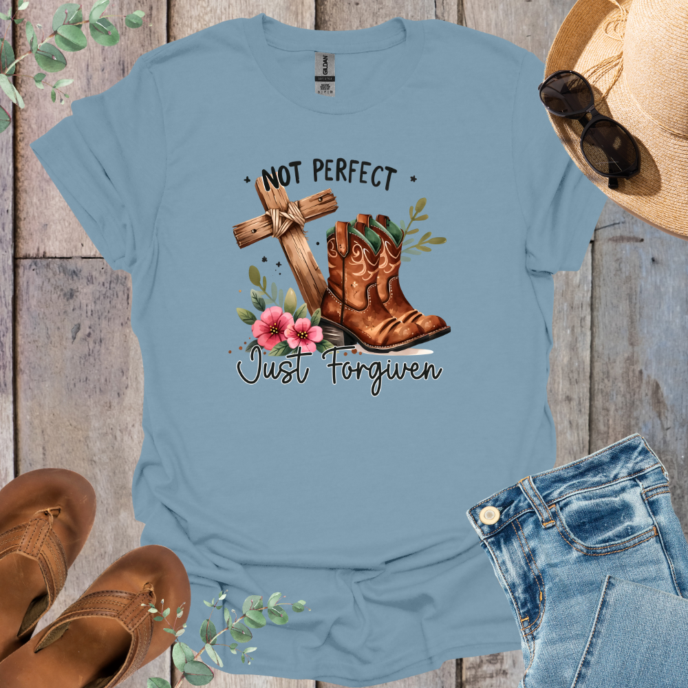 Not Perfect Just Forgiven Boots T-Shirt