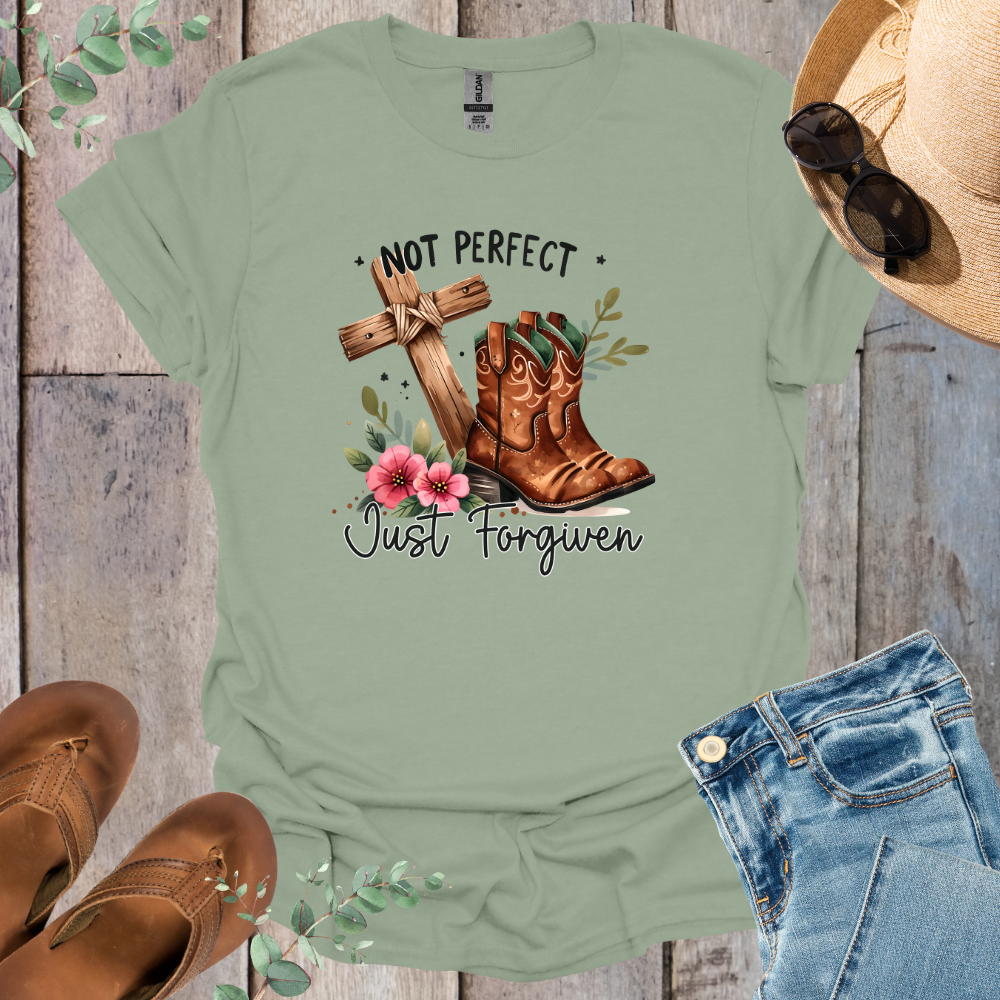 Not Perfect Just Forgiven Boots T-Shirt