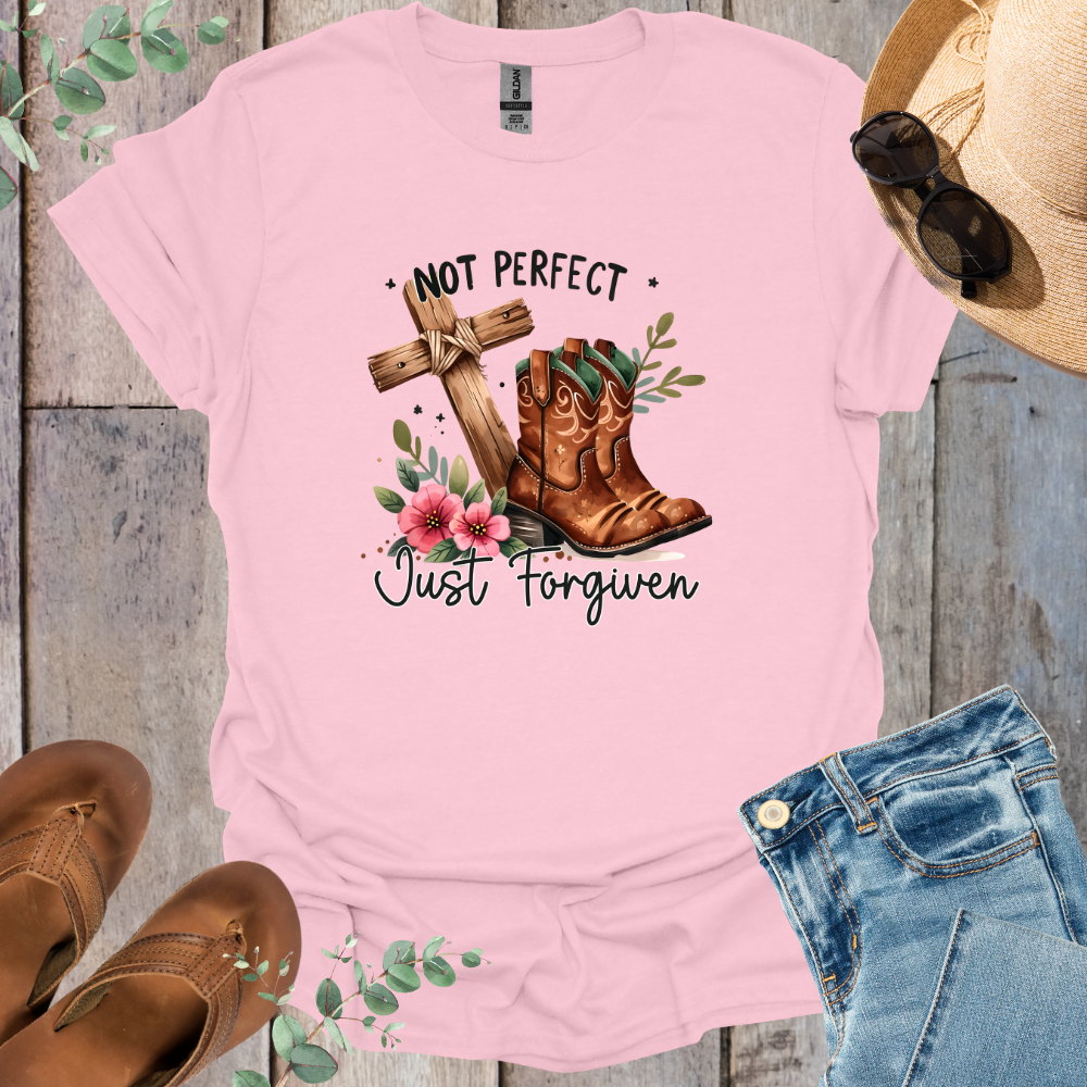 Not Perfect Just Forgiven Boots T-Shirt