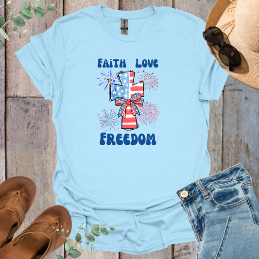 Faith Love Freedom Bow T-Shirt