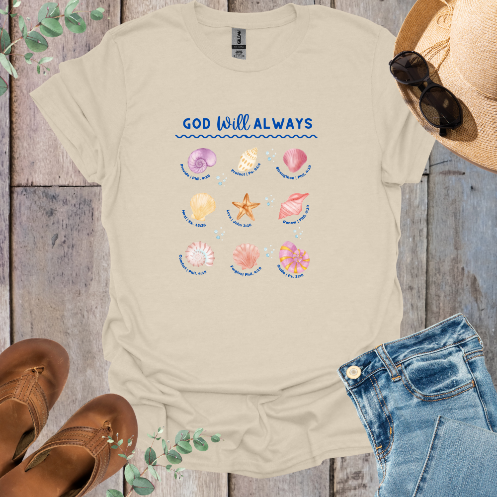 God Will Always Sea Shells  T-Shirt