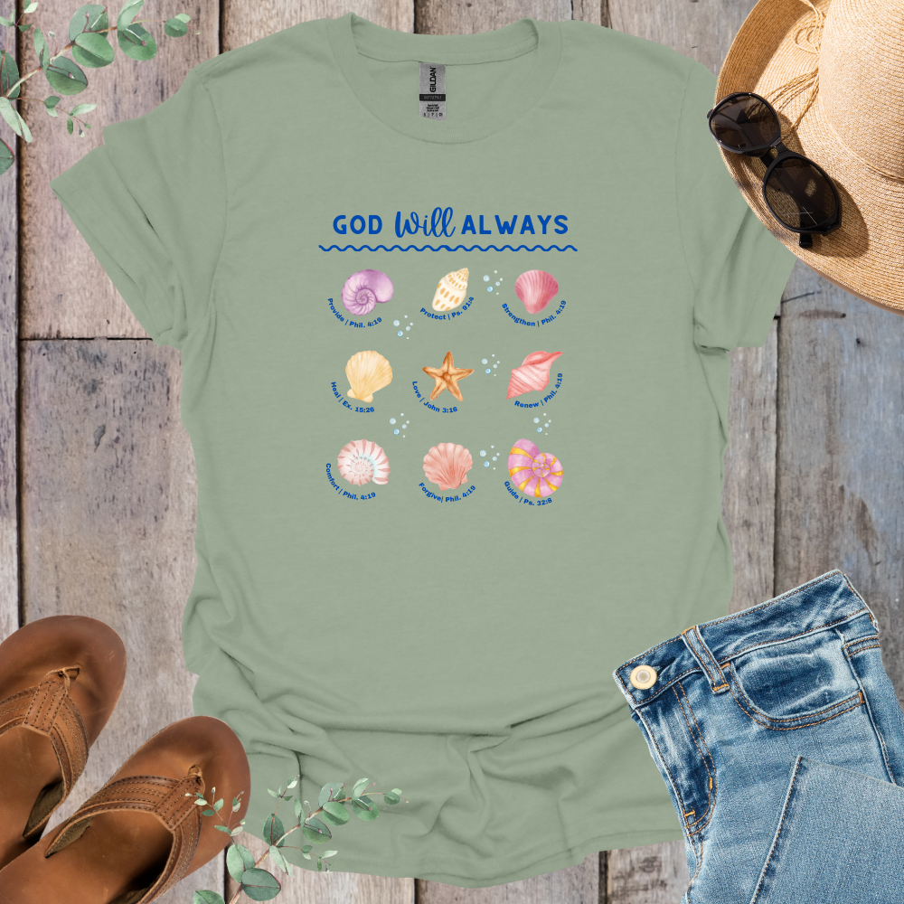 God Will Always Sea Shells  T-Shirt