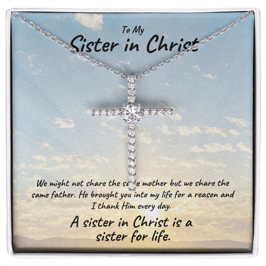 Sister In Crist | Sister For Life | Cross Necklace Gift | MNM25