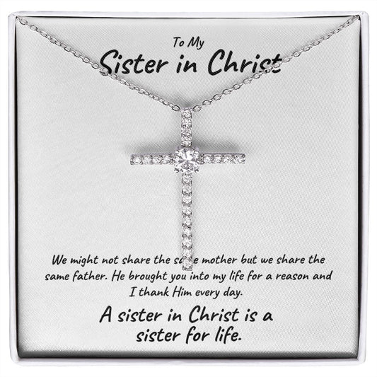 Sister In Christ | Sister For Life | Cross Necklace Gift White | MNM27