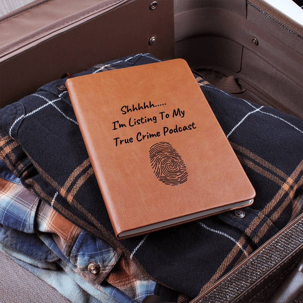 True Crime Journal Gift | Listing To My True Crime Podcast | Leather Journal