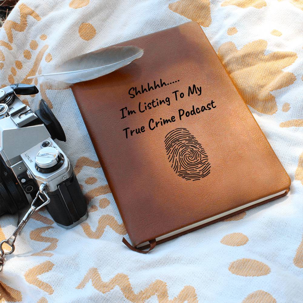 True Crime Journal Gift | Listing To My True Crime Podcast | Leather Journal