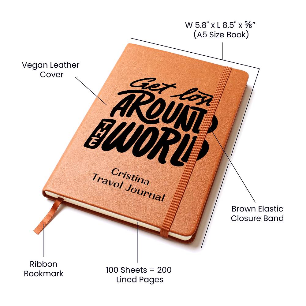 Around The World Travel Journal, Personalize Adventure Notebook, Traveling, Vacation, Journey