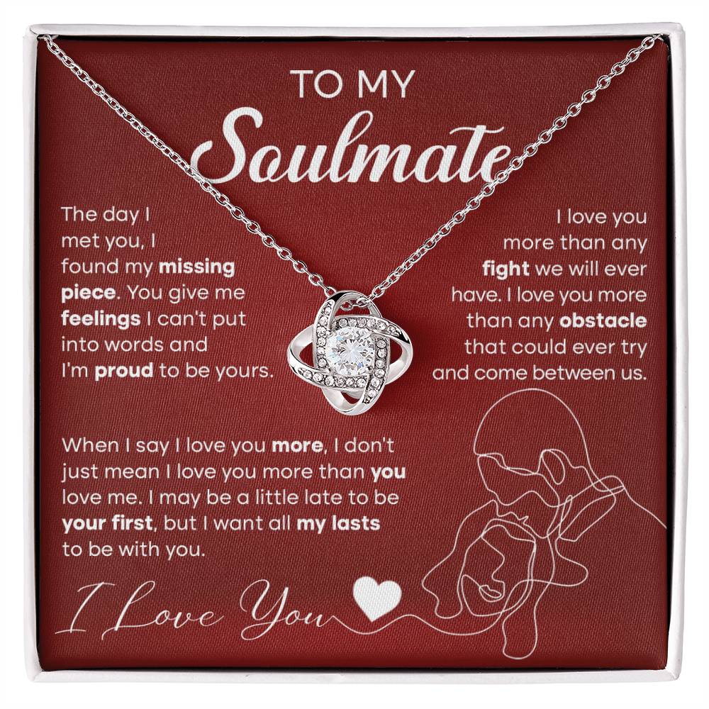 To My Soulmate | Missing Piece | Love Knot Necklace Red