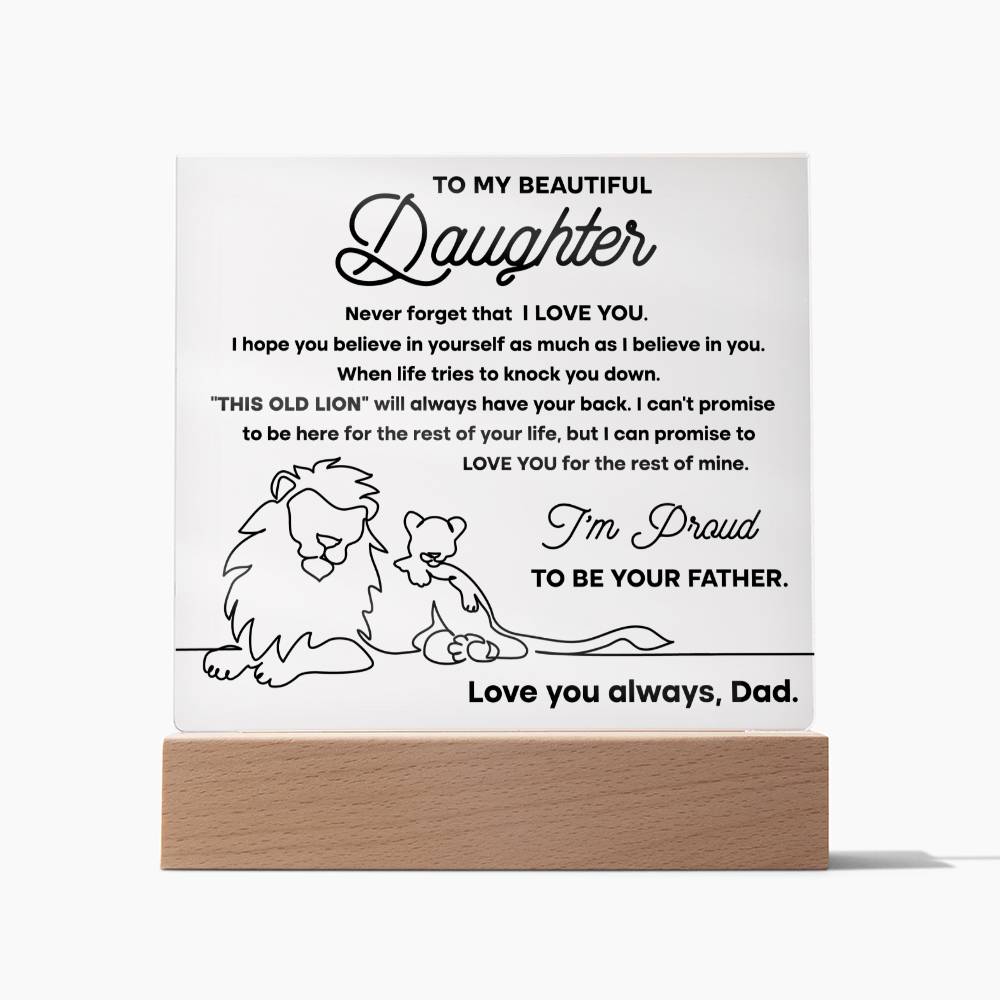 To My Daughter Lion Line | Acrylic Plaque Keepsake