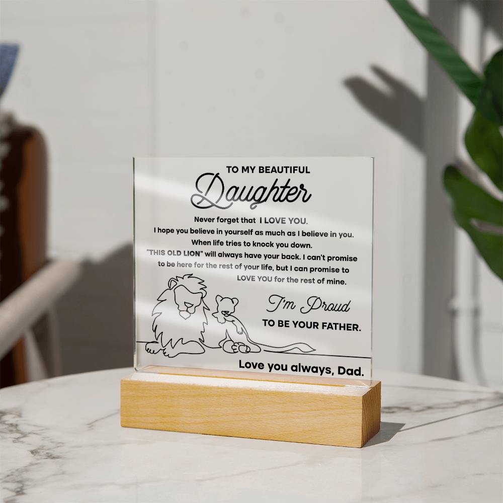 To My Daughter Lion Line | Acrylic Plaque Keepsake