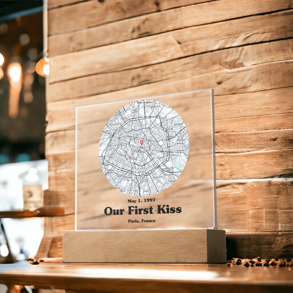 Map Your Event Plaque | Anniversary Birthday Wedding Gift | Night Light LED