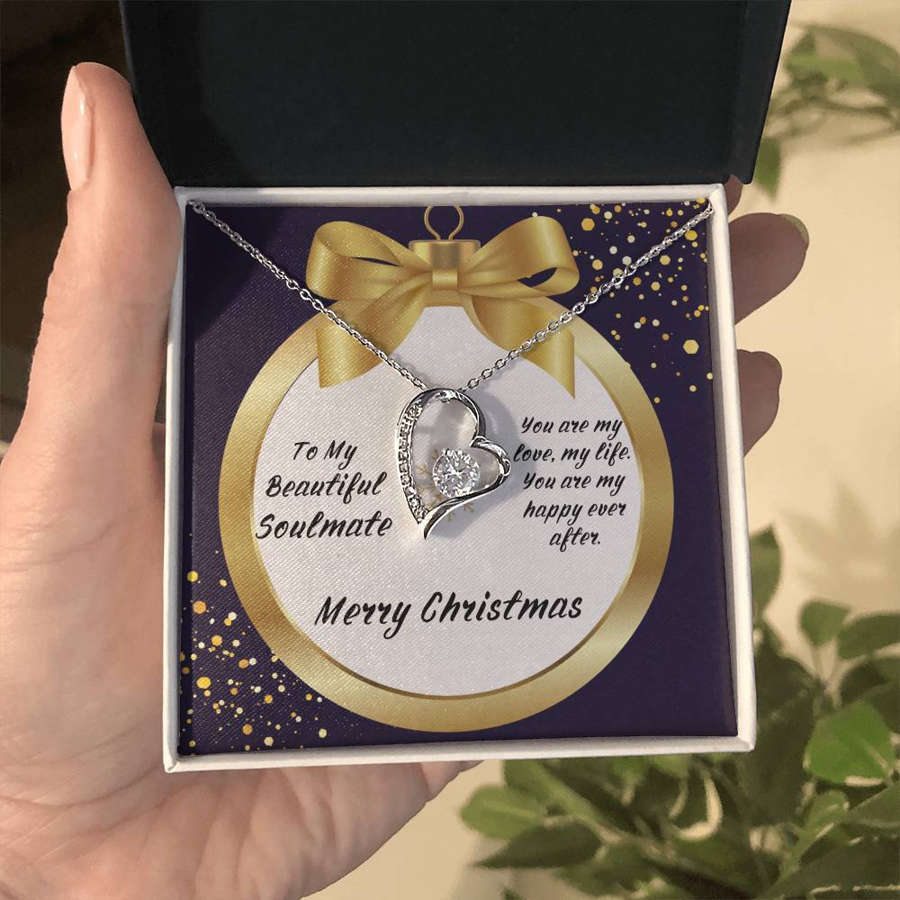 To My Soulmate | Merry Christmas Gold Ornament | Forever Love Necklace