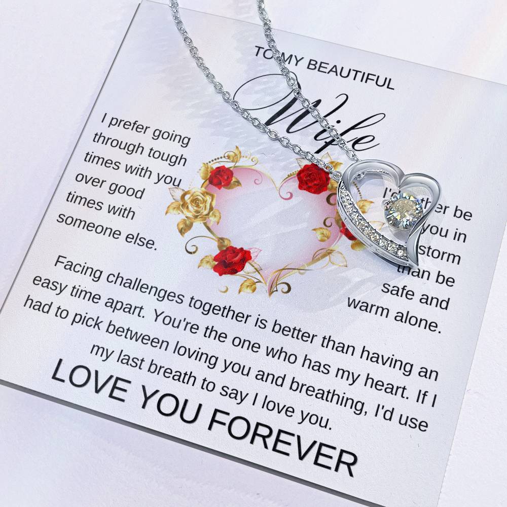 Golden Rose Heart | Forever Love Necklace | Valentines Day Gift