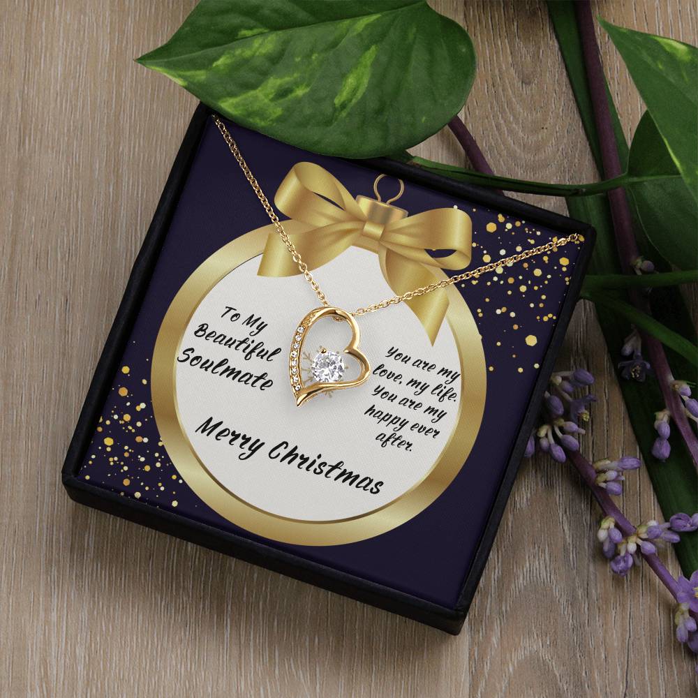 To My Soulmate | Merry Christmas Gold Ornament | Forever Love Necklace
