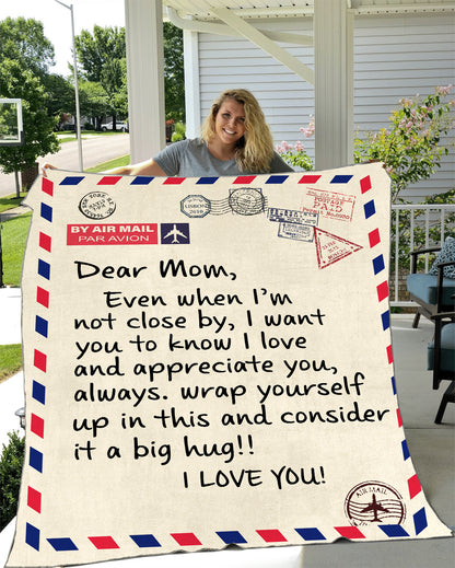 Mom I Love You Letter Cozy Fleece Blanket