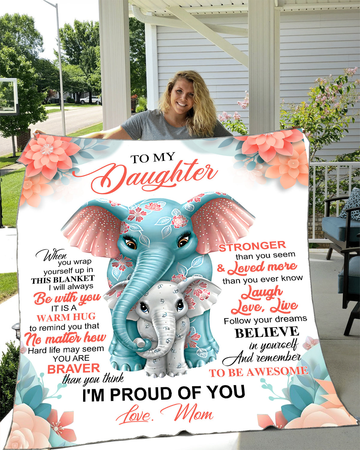 Daughter Mother Elephant Cozy Fleece Blanket
