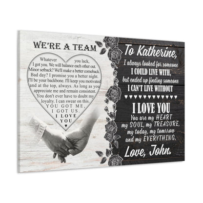 We Are A Team Canvas Wall Art | Wedding Anniversary Engagement Love Gift