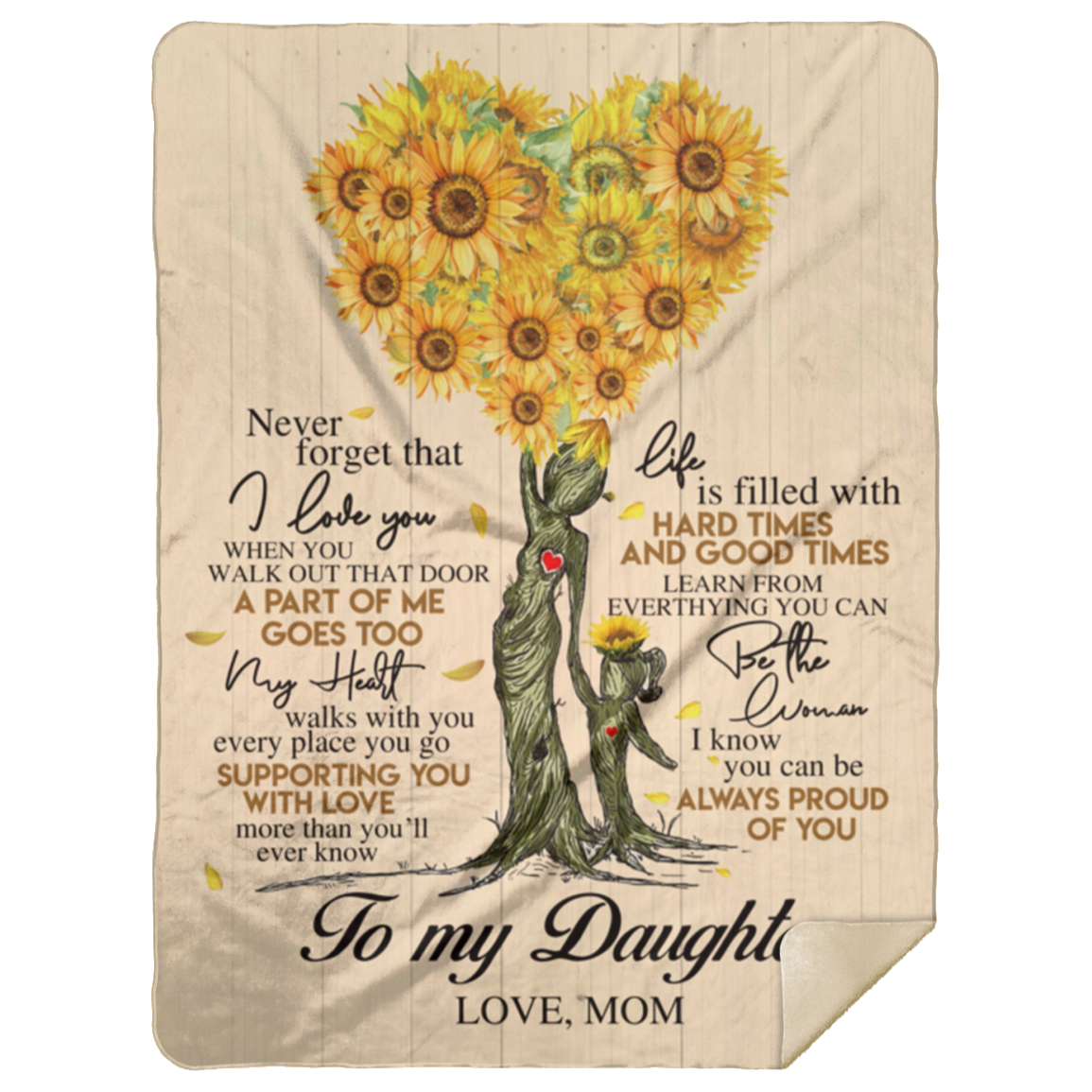 To My Daughter | Sunflower Tree | Fleece Sherpa Blanket