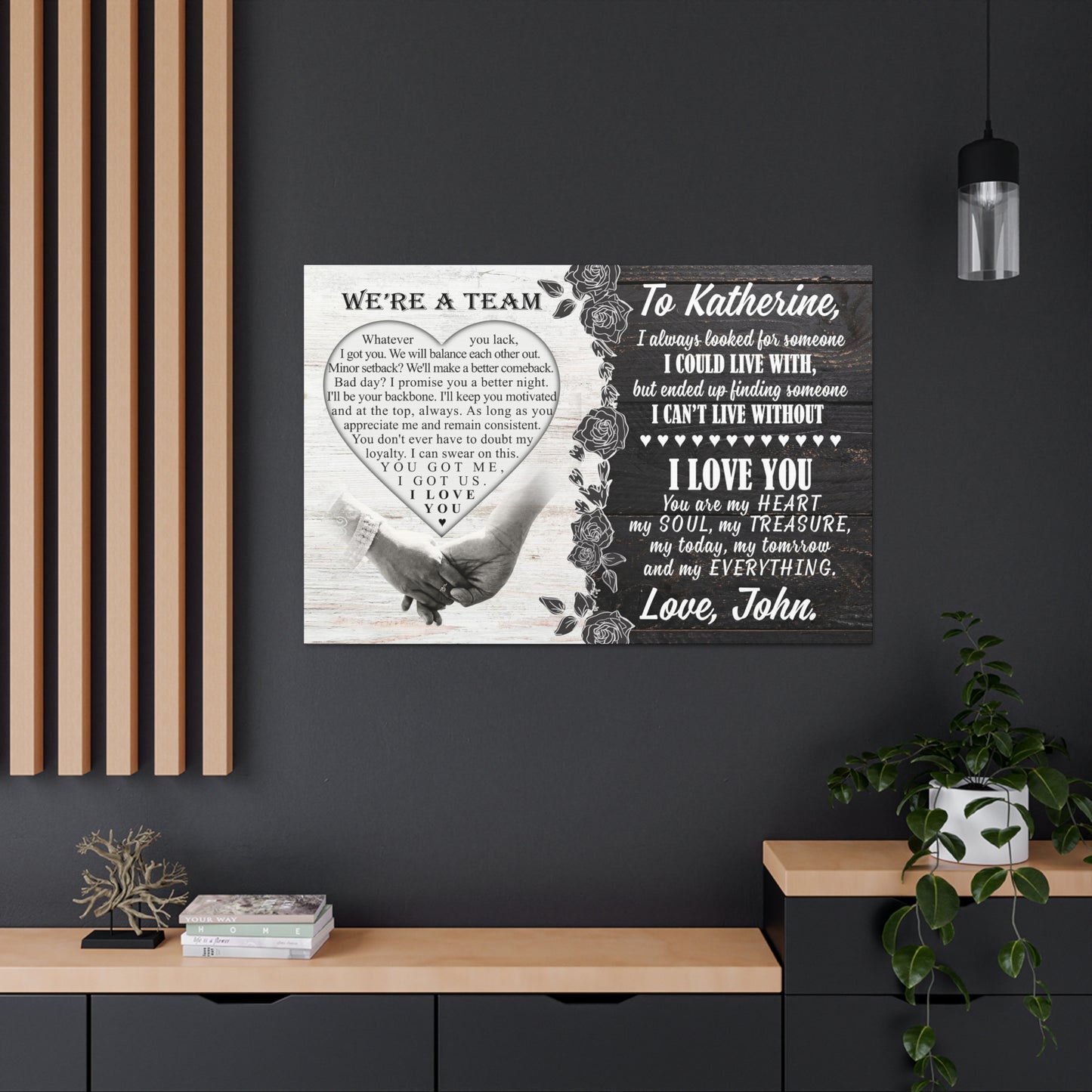 We Are A Team Canvas Wall Art | Wedding Anniversary Engagement Love Gift