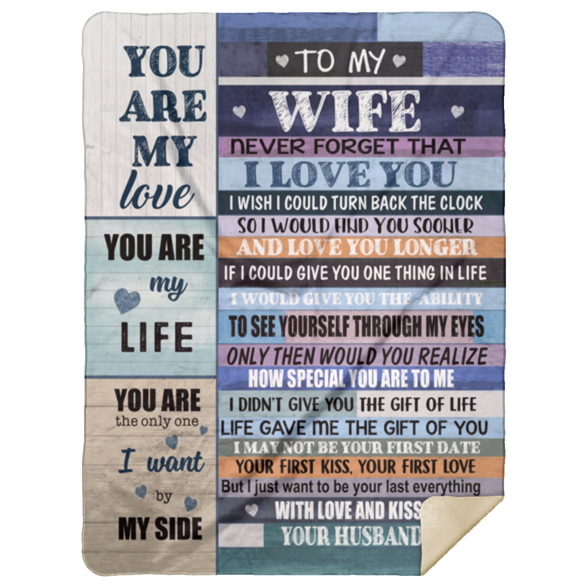 Wife I Love You Cozy Fleece / Sherpa Blanket