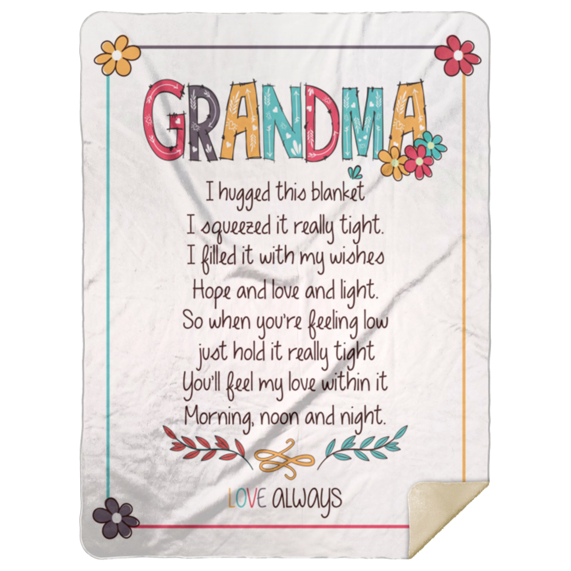 To My Grandma | Flower | Fleece Sherpa Blanket