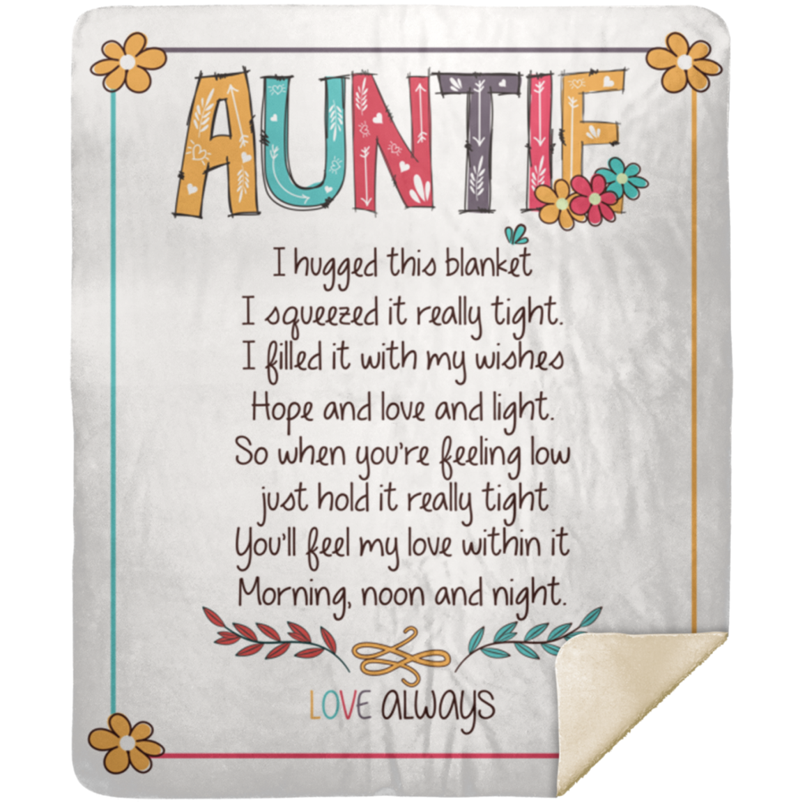 To My Auntie | Flower | Fleece Sherpa Blanket