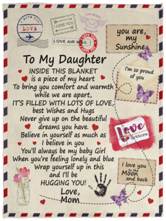 Daughter Mom Letter Cozy Fleece Blanket