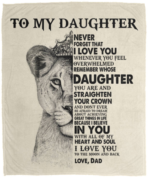 Daughter Dad Lion Crown Cozy Fleece Blanket